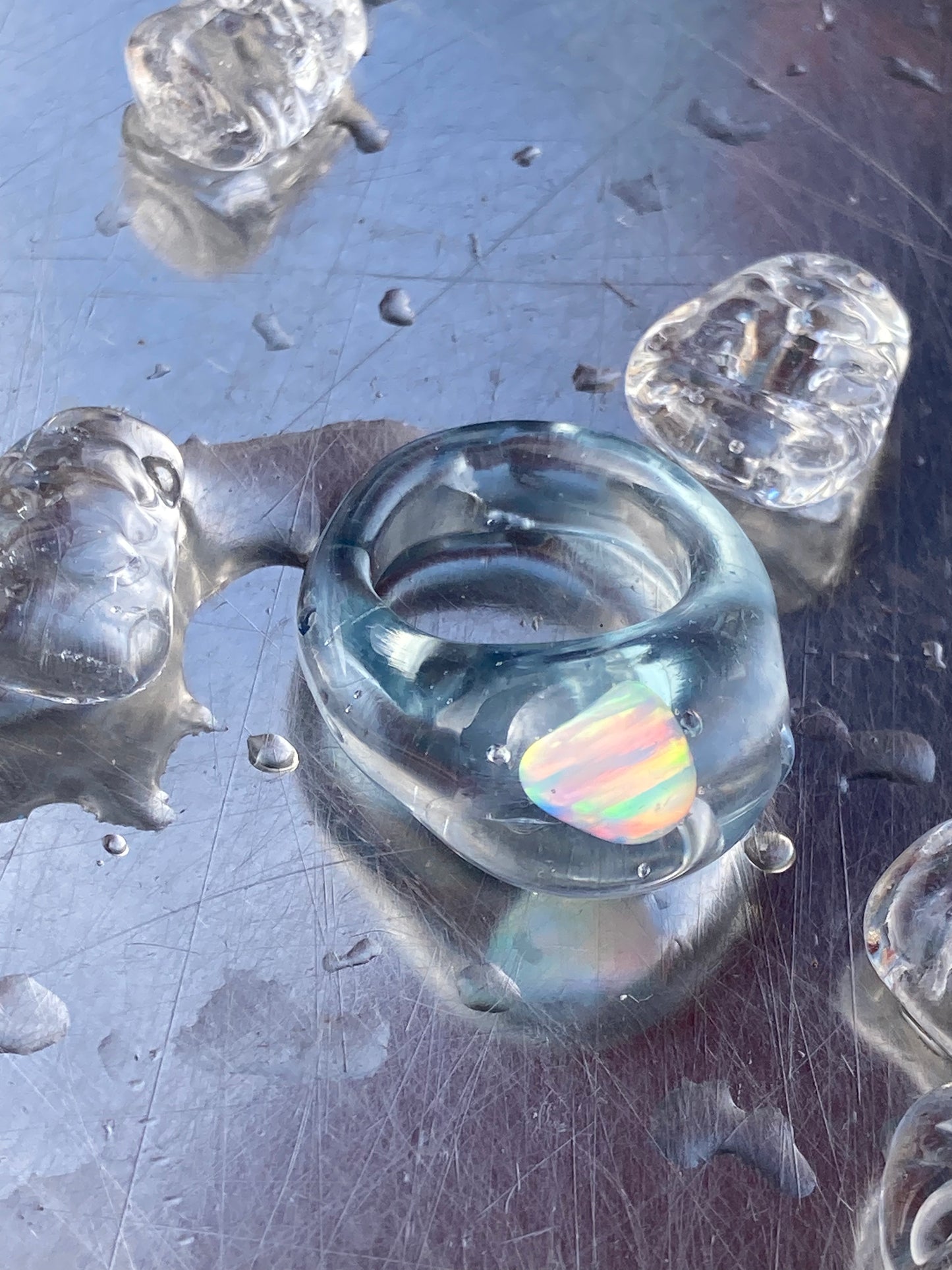 Large Opal Blue Ring