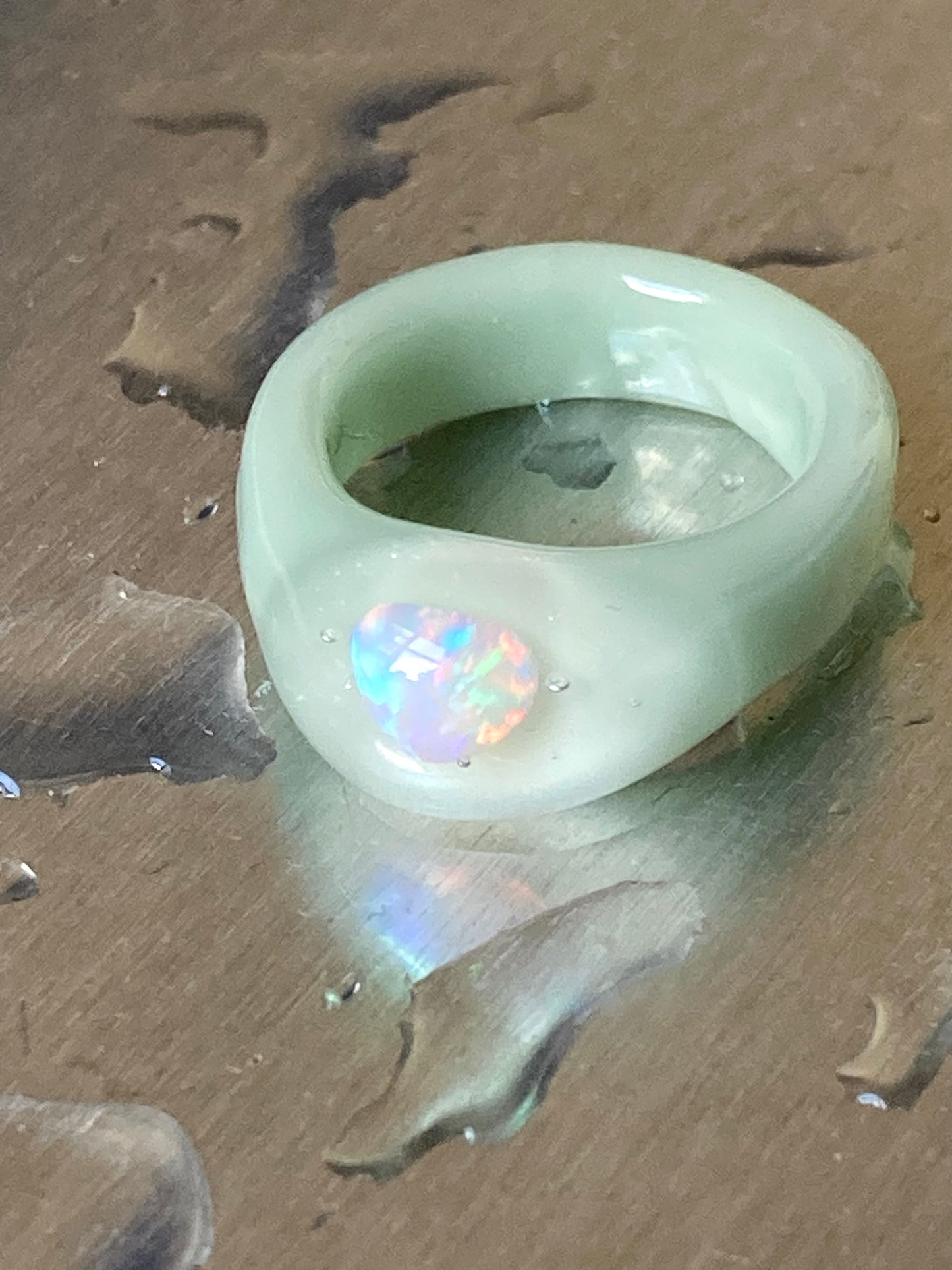Medium Opal Mint Ring