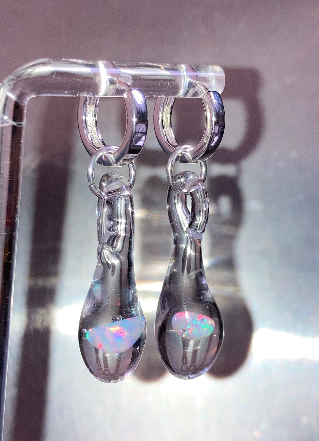 Small Opal Raindrop Earrings