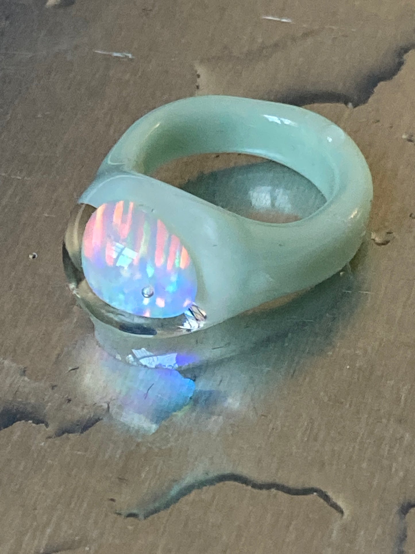 Large Opal Mint Ring
